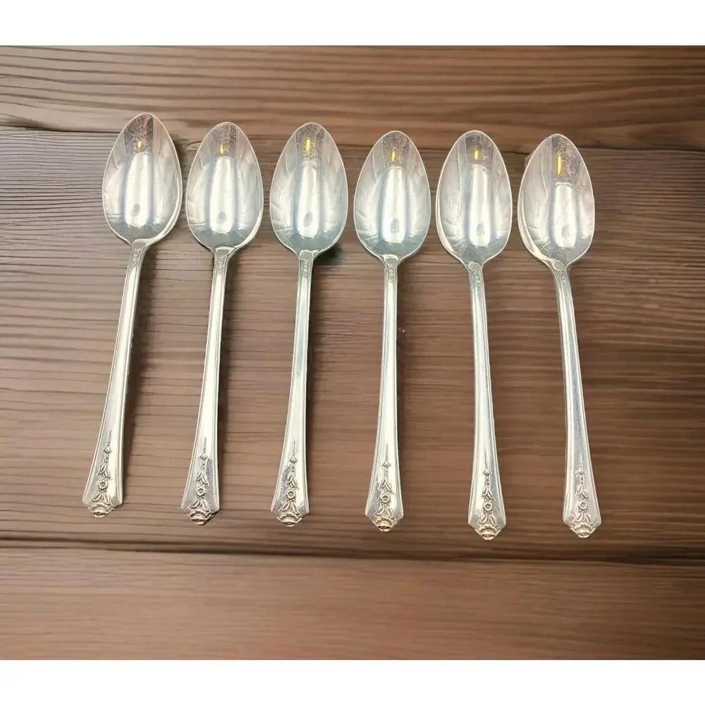 Set 6 Holmes and Edwards SPRING GARDEN Teaspoon Flatware Vtg